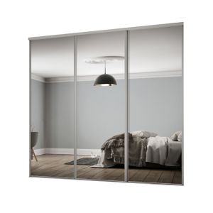 Image of Classic Mirrored Silver effect 3 door Sliding Wardrobe Door kit (H)2260mm (W)2672mm