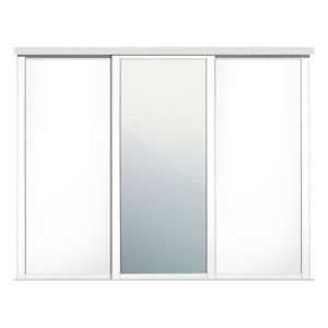 Image of Shaker Mirrored White 3 door Sliding Wardrobe Door kit (H)2260mm (W)1680mm