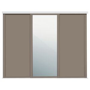 Image of Shaker Mirrored Stone grey 3 door Sliding Wardrobe Door kit (H)2260mm (W)1680mm