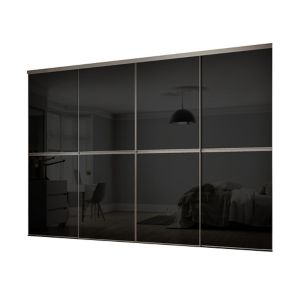 Image of Minimalist Black 4 door Sliding Wardrobe Door kit (H)2260mm (W)2400mm