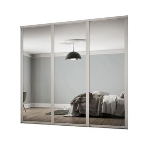 Image of Contemporary Shaker Mirrored Dove grey 3 door Sliding Wardrobe Door kit (H)2260mm (W)1680mm