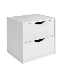 Image of Hartnett Matt soft white 2 Drawer Bedside chest (H)435mm (W)450mm (D)388mm