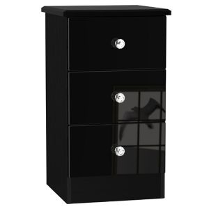 Image of Noire High gloss black 3 Drawer Bedside chest (H)700mm (W)400mm (D)410mm
