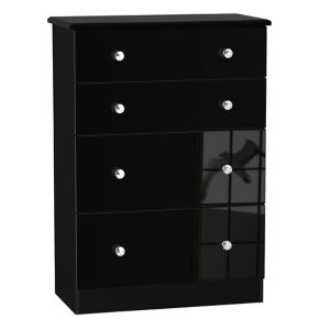 Image of Noire High gloss black 4 Drawer Chest (H)1080mm (W)770mm (D)410mm