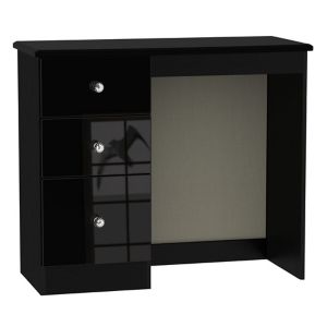 Image of Noire High gloss black 3 Drawer Dressing table (H)800mm (W)930mm (D)410mm