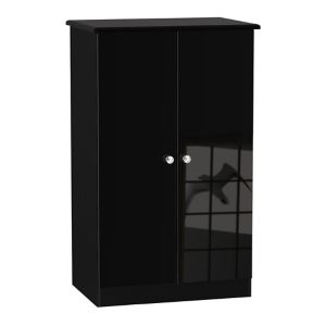 Image of Noire High gloss black Midi Double Wardrobe (H)1270mm (W)770mm (D)540mm