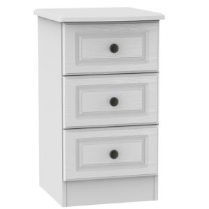 Image of Polar Textured White 3 Drawer Bedside chest (H)700mm (W)400mm (D)410mm