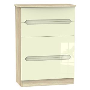Image of Monte carlo Cream oak effect 4 Drawer Bedside chest (H)1080mm (W)770mm (D)410mm