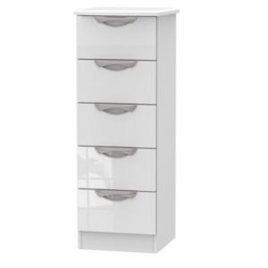 Image of Chelsea Gloss white 5 Drawer Chest (H)1075mm (W)395mm (D)415mm
