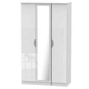 Image of Chelsea Contemporary Mirrored Gloss white Tall Triple Wardrobe (H)1970mm (W)1110mm (D)530mm