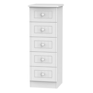 Image of Warwick High gloss white 5 Drawer Tall Chest (H)1075mm (W)395mm (D)415mm