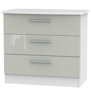 Image of Azzurro High gloss grey & white 3 Drawer Chest (H)695mm (W)765mm (D)415mm