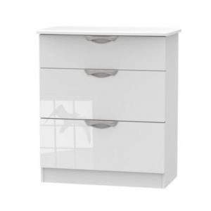 Image of Chelsea Gloss white 3 Drawer Deep Chest (H)885mm (W)765mm (D)415mm