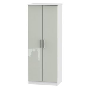 Image of Azzurro Contemporary High gloss grey & white Tall Double Wardrobe (H)1970mm (W)740mm (D)530mm