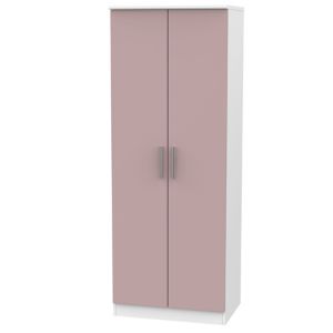 Image of Azzurro Contemporary Matt pink & white Tall Double Wardrobe (H)1970mm (W)740mm (D)530mm