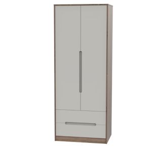 Image of Nantes Contemporary Satin cashmere oak effect 2 Drawer Tall Double Wardrobe (H)1970mm (W)740mm (D)530mm
