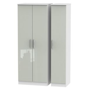 Image of Azzurro Contemporary High gloss grey & white Tall Triple Wardrobe (H)1970mm (W)1110mm (D)530mm