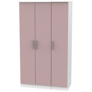 Image of Azzurro Contemporary Matt pink & white Tall Triple Wardrobe (H)1970mm (W)1110mm (D)530mm