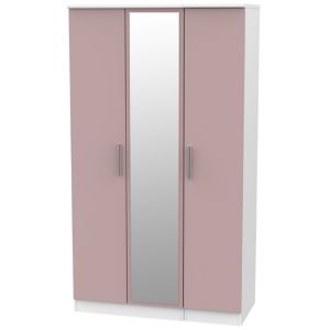 Image of Azzurro Contemporary Mirrored Matt pink & white Tall Triple Wardrobe (H)1970mm (W)1110mm (D)530mm