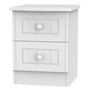 Image of Warwick Matt white 2 Drawer Compact Bedside chest (H)505mm (W)395mm (D)415mm
