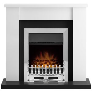 Image of Adam Solus Pure white & black Chrome effect LED electric fire suite