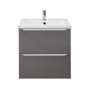 Image of GoodHome Imandra Gloss Anthracite Basin cabinet (W)600mm (H)600mm