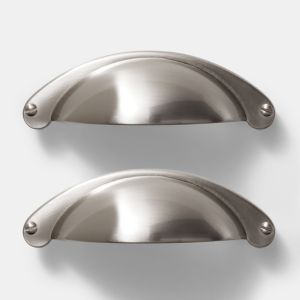 Image of GoodHome Kena Stainless steel Nickel effect Cup Cabinet handle (L)103mm Pack of 2