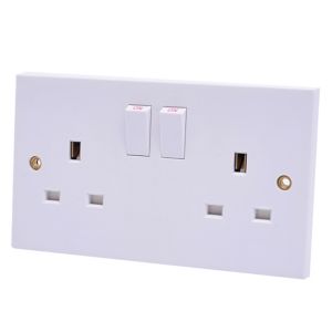 Image of Power Pro 13A White Double Switched Socket