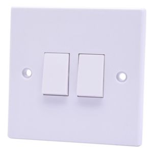 Image of Power Pro 10A 2 way White Double Light Switch