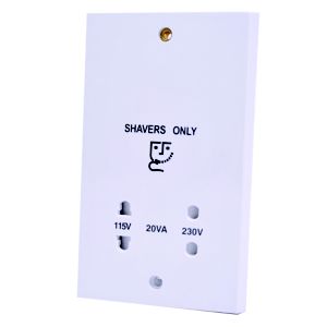 Image of SMJ Raised Screwed White Dual Shaver socket