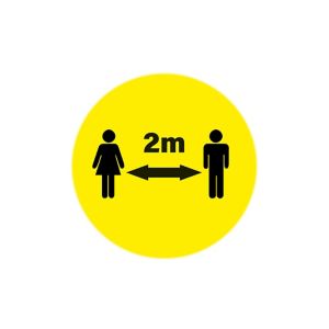 Social Distancing 2M Distance Self-Adhesive Floor Sticker (L)290mm (W)290mm, Pack Of 5 Yellow & White