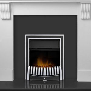 Image of Adam Victoria Modern design with glass front China White & Black Granite Chrome effect Electric Fire Suite