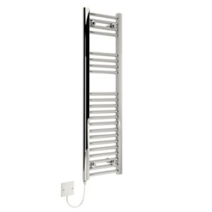 Image of Kudox 150W Electric Silver Towel warmer (H)1100mm (W)300mm