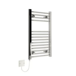 Image of Kudox 150W Electric Silver Towel warmer (H)700mm (W)400mm