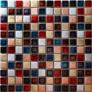 Image of Ibiza Multicolour Glass Mosaic tile (L)300mm (W)300mm