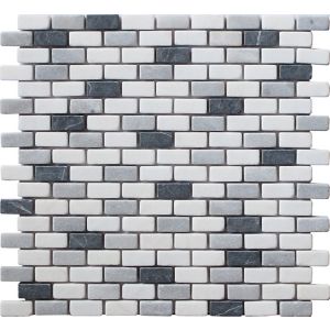 Image of Carrera Multicolour Marble Mosaic tile (L)321mm (W)304mm