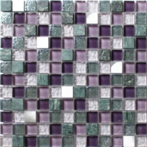 Image of Camden Purple Stone effect Glass & marble Mosaic tile sheets (L)150mm (W)110mm