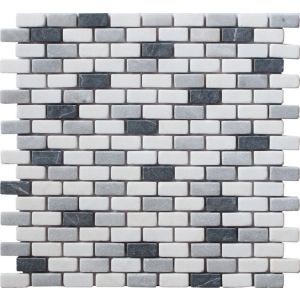 Image of Carrera Grey & white Marble Mosaic tile sheets (L)150mm (W)110mm