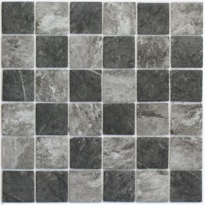 Image of Formation Grey & white Concrete effect Glass & marble Mosaic tile sheets (L)150mm (W)110mm