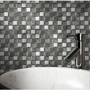 Image of Hammerfest White Glass Mosaic tile sheets (L)300mm (W)300mm