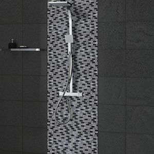 Image of Paris Black & white Glass Mosaic tile (L)304mm (W)300mm
