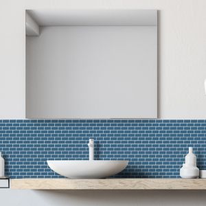 Image of Mini Metro Petrol blue Porcelain Mosaic tile (L)296mm (W)296mm