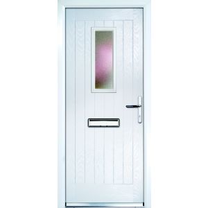 Image of Crystal Frosted Glazed Cottage White Composite LH External Front Door set (H)2055mm (W)920mm
