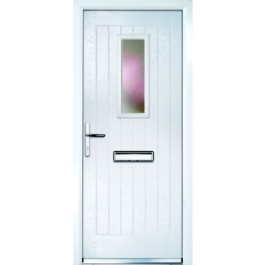 Image of Crystal Frosted Glazed Cottage White Composite RH External Front Door set (H)2055mm (W)920mm