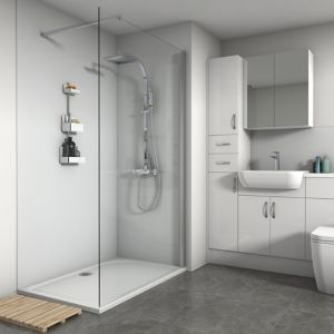 Image of Splashwall White Matt 2 sided shower wall kit