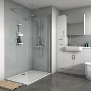 Image of Splashwall Grey Gloss 2 sided shower wall kit