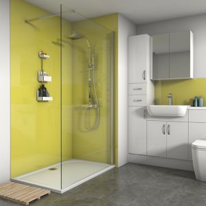 Image of Splashwall Lemon Gloss 2 sided shower wall kit