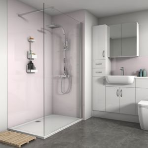 Image of Splashwall Pale Pink Gloss 2 sided shower wall kit