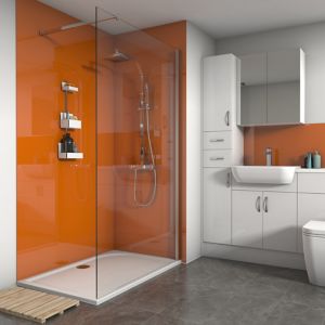 Image of Splashwall Pumpkin Gloss 2 sided shower wall kit