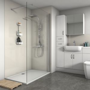 Image of Splashwall Ivory Gloss 2 sided shower wall kit